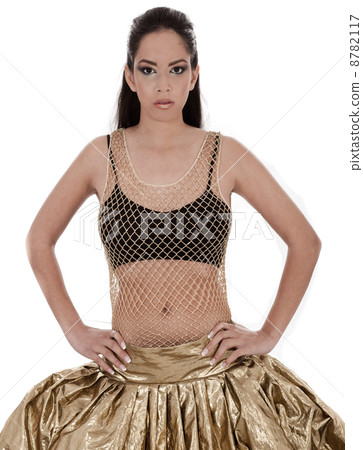 Cute young female posing in belly dancer costume 8782117