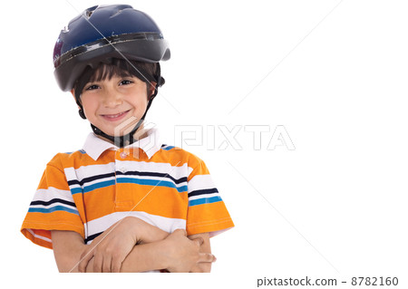Kid with head cap ready for bicycle ride 8782160
