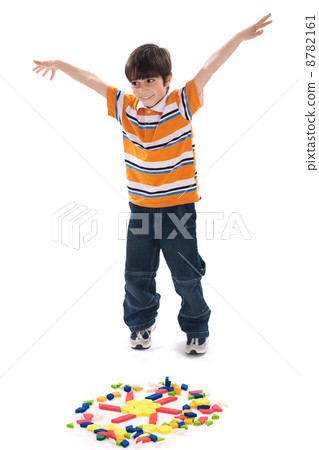 Child happy after joining all the blocks Child happy after joining all the blocks 8782161