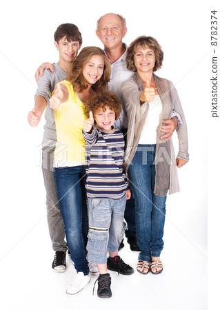 Thumbs-up family posing in style Thumbs-up family posing in style 8782374