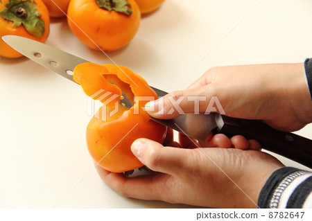 Peeling persimmons 8782647