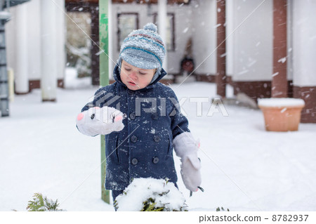 Adorable toddler boy on beautiful winter day 8782937