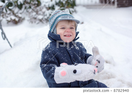 Adorable toddler boy on beautiful winter day 8782940