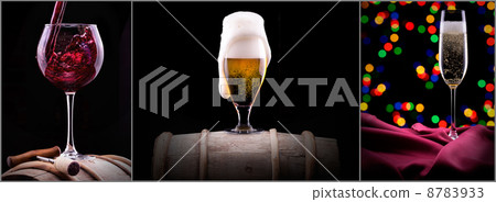 beer, wine, champagne on black beer, wine, champagne on black 8783933
