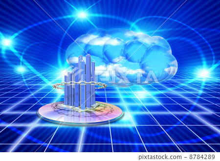 Skyscraper group on CD and cloud / city base 8784289