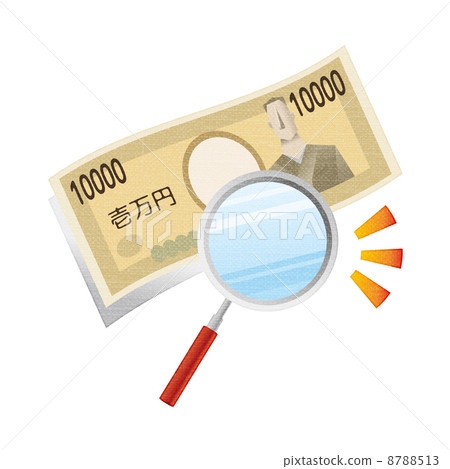Banknote magnifying glass loupe, fake bill ten thousand yen bill to examine, Banknote magnifying glass loupe, fake bill ten thousand yen bill to examine, 8788513