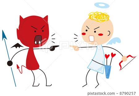Devil child and angel's mouth fight Devil child and angel's mouth fight 8790257