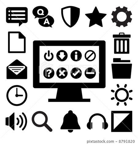 Computer menu icons set Computer menu icons set 8791820
