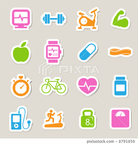 Fitness and Health icons. Fitness and Health icons. 8791850