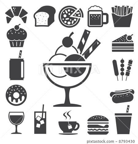 Fast food and dessert icon set. Fast food and dessert icon set. 8793430