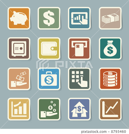 Finance and money sticker icon set. Finance and money sticker icon set. 8793460
