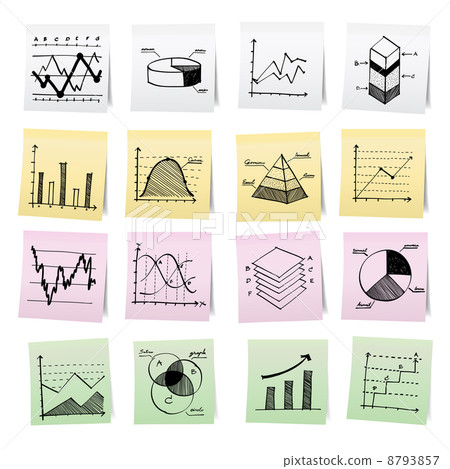 Hand draw cartoon on paper note stickers. Hand draw cartoon on paper note stickers. 8793857