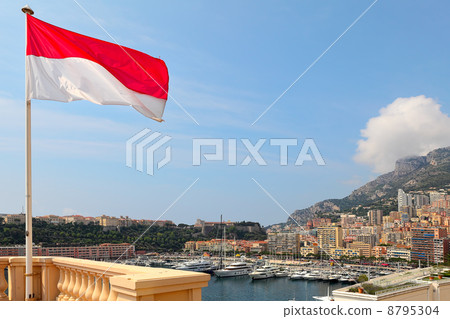 Monaco flag and Monte Carlo skuline. 8795304