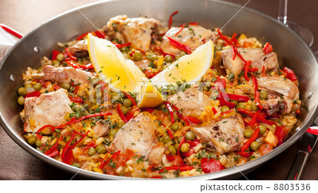paella with rabbit in a pan paella with rabbit in a pan 8803536
