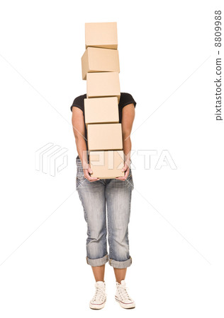 Woman carrying cardboard boxes Woman carrying cardboard boxes 8809988
