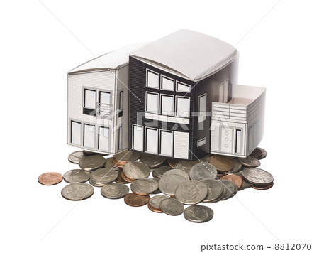 House model standing on american coins 8812070