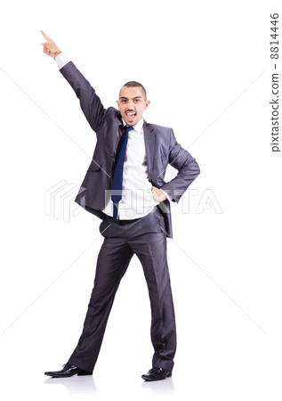 Dancing businessman isolated on white 8814446