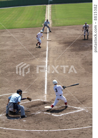 Batters standing in a chance at high school baseball 8815382