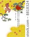 New Year's cards horse character pine, gold leaf 8818324