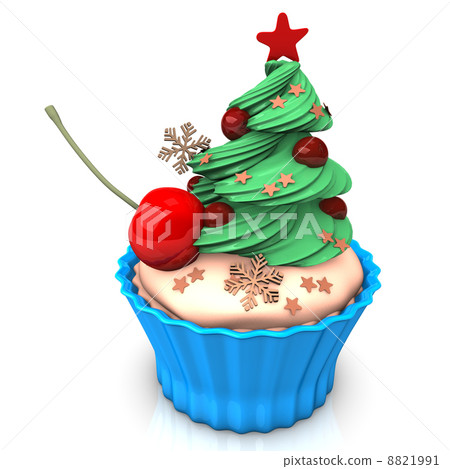 Christmas Blue Cupcake Cherry Christmas Blue Cupcake Cherry 8821991