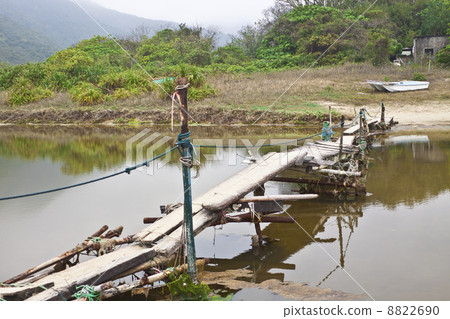 Wooden bridge along the river in Hong Kong Wooden bridge along the river in Hong Kong 8822690