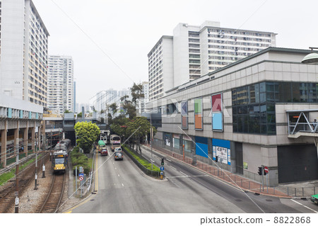 Hong Kong downtown apartments and traffic 8822868