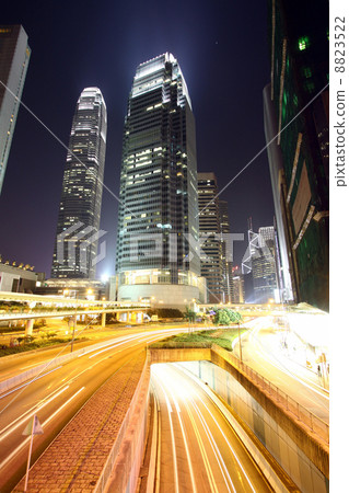 Traffic in modern city at night Traffic in modern city at night 8823522