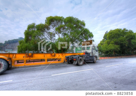 Truck car along the road, HDR image. 8823858