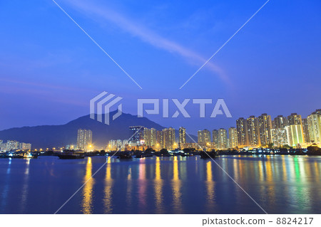 Hong Kong downtown at night, Tuen Mun district. Hong Kong downtown at night, Tuen Mun district. 8824217