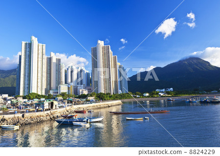 Hong Kong fishing village along the coast 8824229