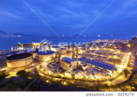 Industrial oil tanks at night Industrial oil tanks at night 8824274