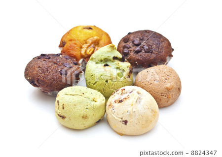 Cakes in different flavor on white background Cakes in different flavor on white background 8824347