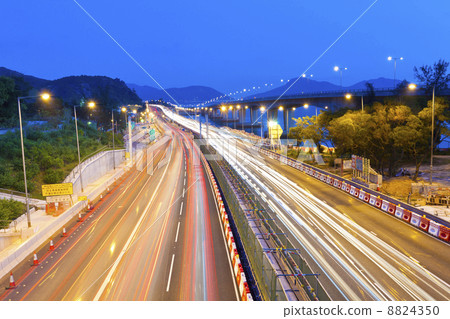 Majestic highway traffic in Hong Kong at night Majestic highway traffic in Hong Kong at night 8824350