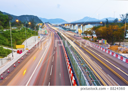 Traffic in Hong Kong at highway Traffic in Hong Kong at highway 8824360