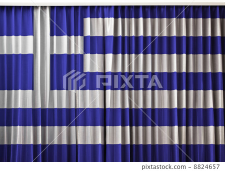 greece flag on curtain 8824657