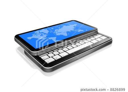 3D mobile phone, pda isolated on white with worldmap on screen 3D mobile phone, pda isolated on white with worldmap on screen 8826899