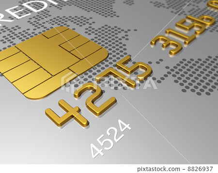 Silver credit card, macro 3D render 8826937