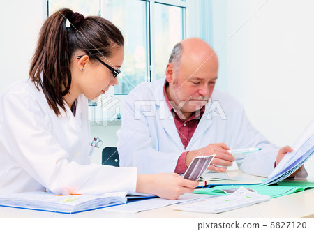 girl student and a professor at the Medical University girl student and a professor at the Medical University 8827120