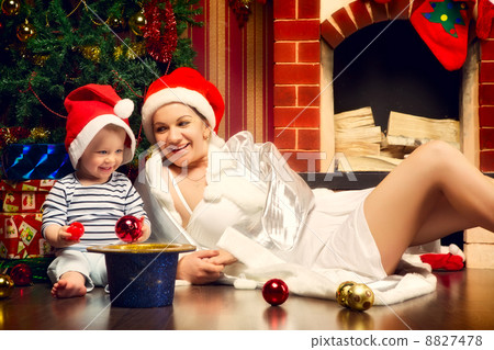 Mother and Baby Near Christmas Three 8827478