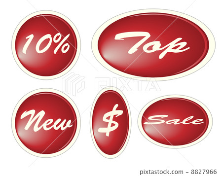 Set of red circle labels - Stock Illustration [8827966] - PIXTA