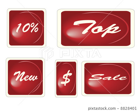 Set of red square labels-插圖素材 [8828401] - PIXTA圖庫