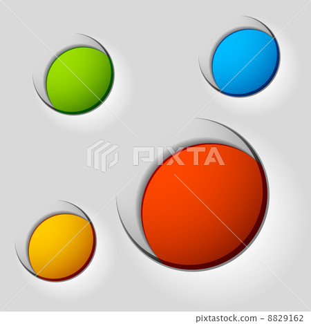 blank round labels attached on paper 8829162