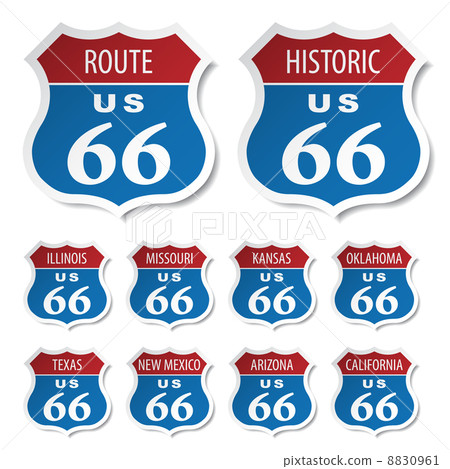 route 66 colored stickers 8830961