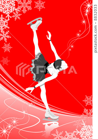 花樣滑冰/紅色背景 花樣滑冰/紅色背景 8832033