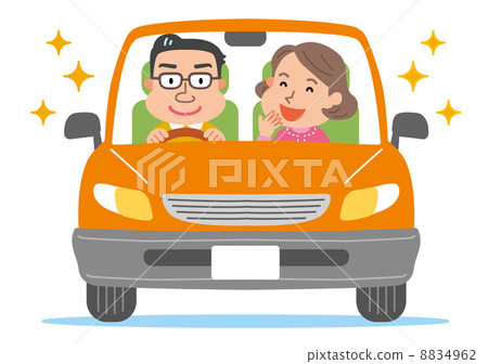Middle-age couple car illustration 8834962