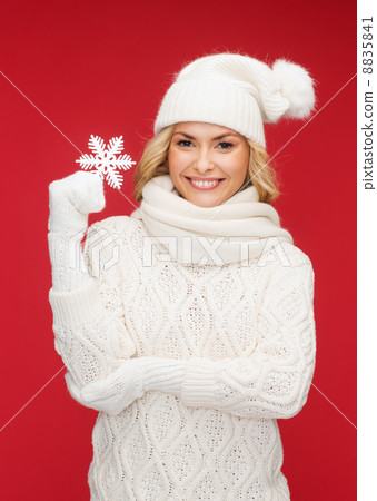 woman with big snowflake woman with big snowflake 8835841