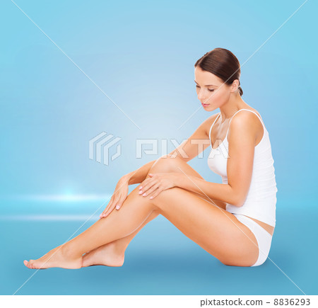 beautiful woman in white cotton underwear 8836293