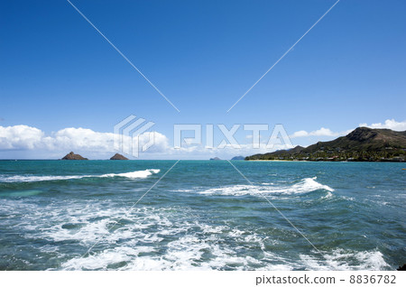 Lanikai Beach (Oahu Island) from Flat Island View Hawaii -3 8836782