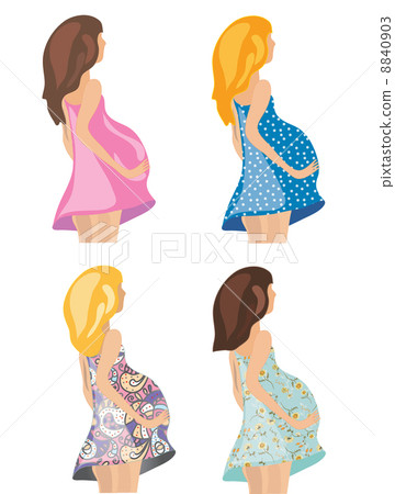 Pregnant women in fashion dresses 8840903