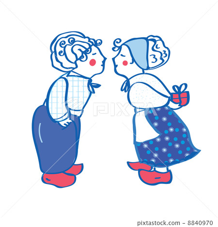 Delft blue kissing pair card 8840970